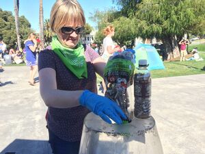 Sorting recyclables at the eco pop-up